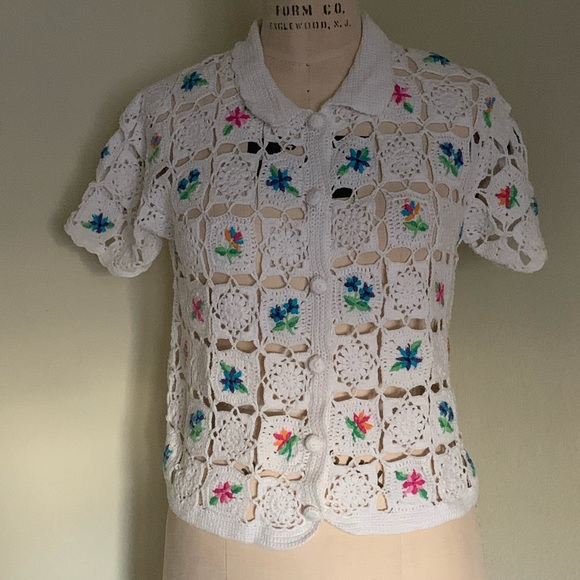 Talbots Other - Talbots Kids Cup Sleeve Crochet Knit Sweater